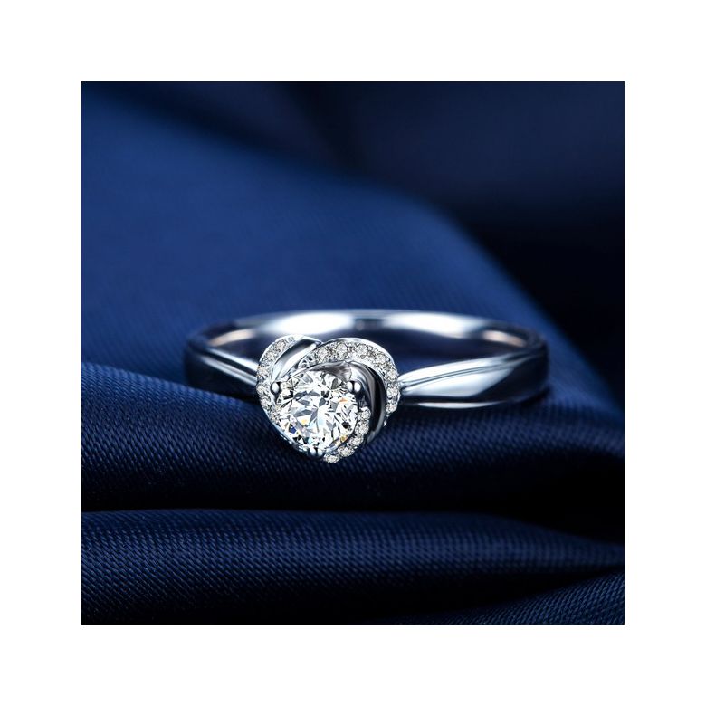 Solitaire Mon Coeur de Rose - Bague Or Blanc & Diamants | Gemperles - 5