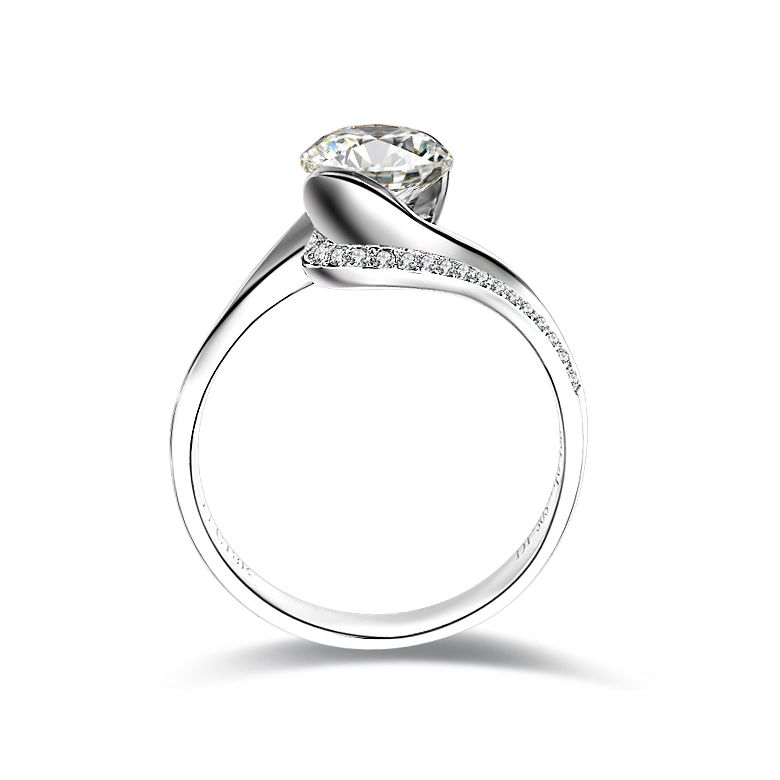 Diamants 0.57ct sur Solitaire Bague Or Blanc - A Une Madone | Gemperles - 3