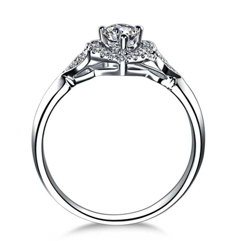 Bague Solitaire Coeurs Splendides - Platine & Diamants | Gemperles - 3