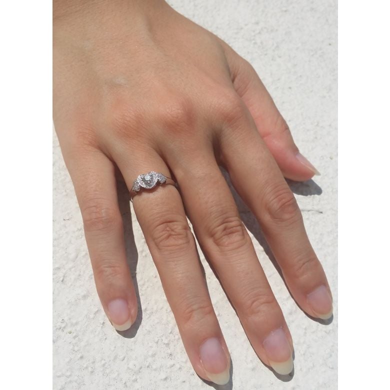 Bague Solitaire Coeurs Splendides - Platine & Diamants | Gemperles - 5