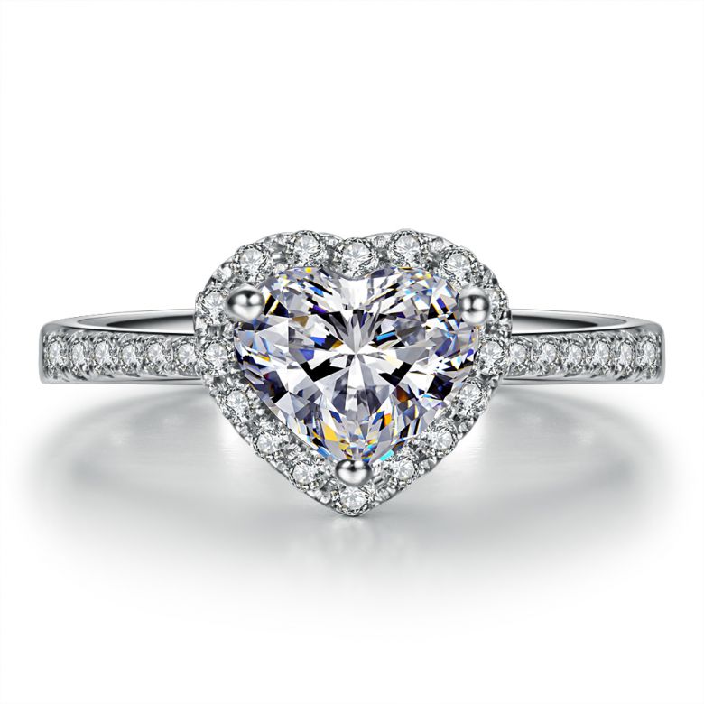 Bague Cœur Solitaire Love etc - Or Blanc 18 Carats - Diamants | Gemperles - 1