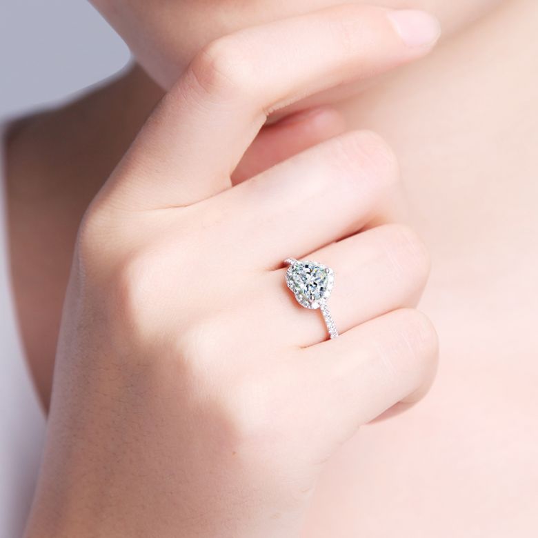 Bague Cœur Solitaire Love etc - Or Blanc 18 Carats - Diamants | Gemperles - 2