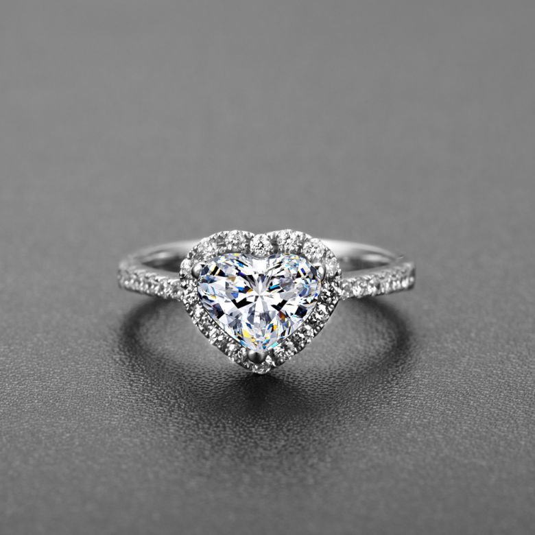 Bague Cœur Solitaire Love etc - Or Blanc 18 Carats - Diamants | Gemperles - 4
