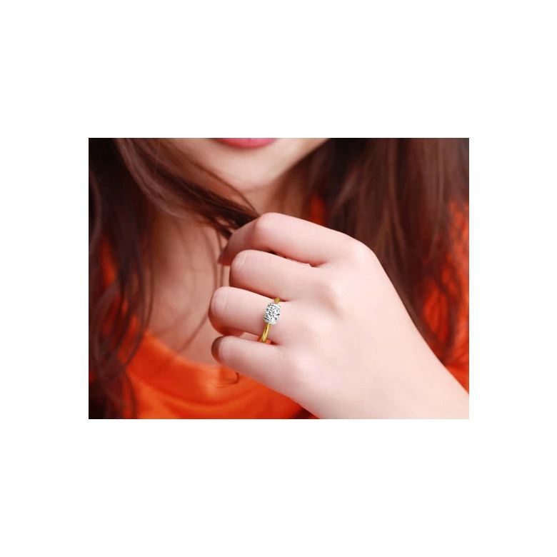 Diamants sertis - Or jaune 18 carats - Bague solitaire - 2
