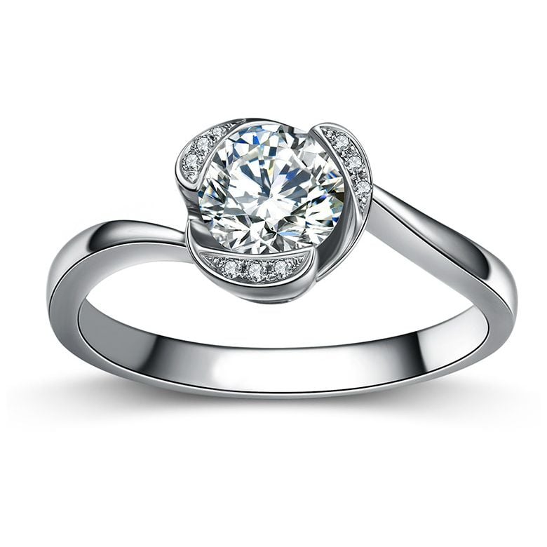 Bague Solitaire Délicatesse Or Blanc 18cts - Forme Coeur - Diamants | Gemperles - 2