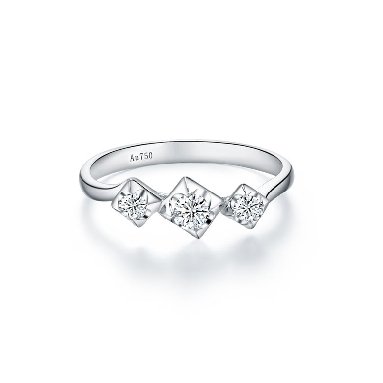 Bague de fiançailles trilogie en or blanc - 3 diamants 0.20ct - 5