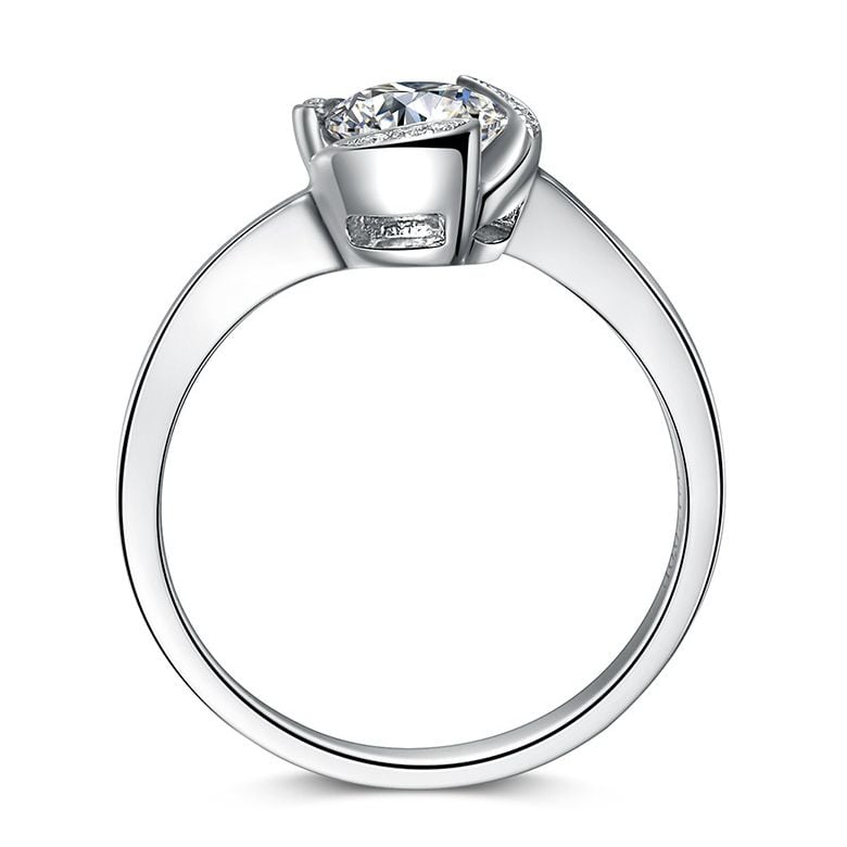 Bague Solitaire Délicatesse Or Blanc 18cts - Forme Coeur - Diamants | Gemperles - 4
