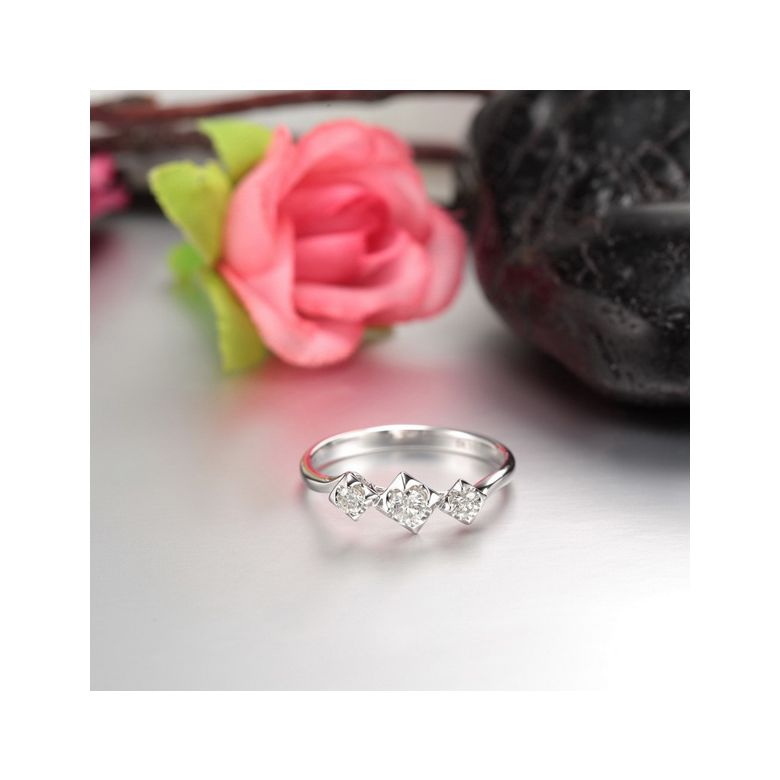Bague de fiançailles trilogie en or blanc - 3 diamants 0.20ct - 3
