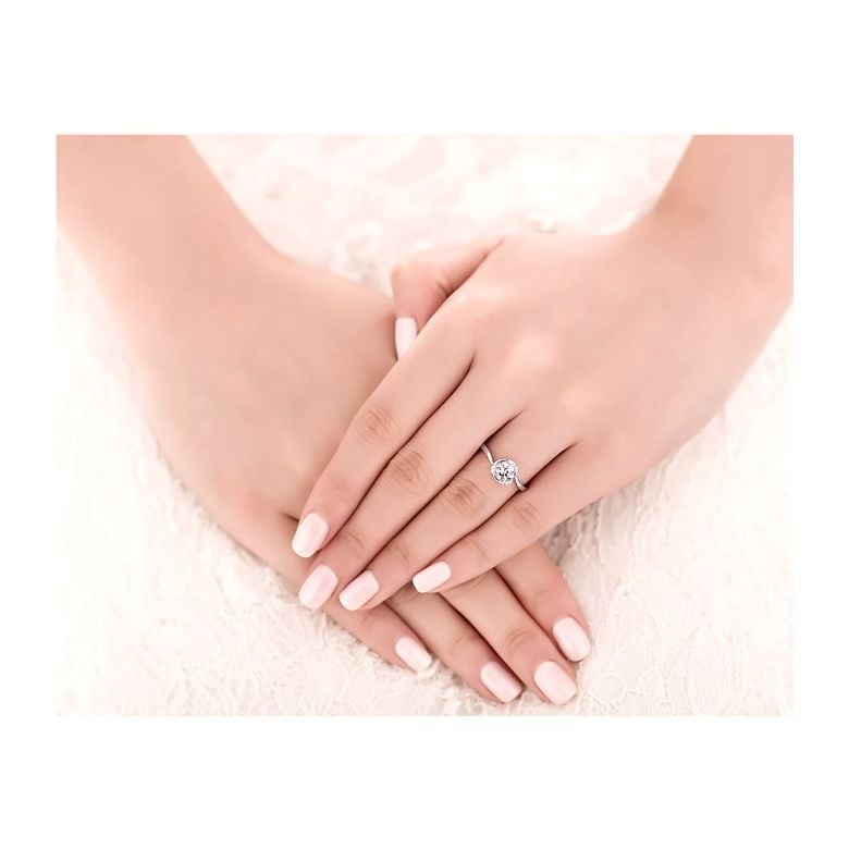 Bague Solitaire Délicatesse Or Blanc 18cts - Forme Coeur - Diamants | Gemperles - 3