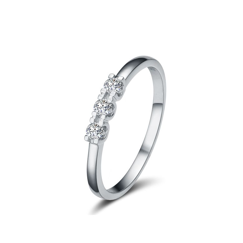 Bague trilogie sertie griffes de 0.12 carat - Platine 750/1000 | Hepburn - 1