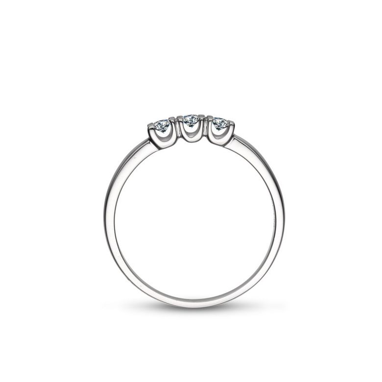 Bague trilogie sertie griffes de 0.12 carat - Or blanc 750/1000 - 3