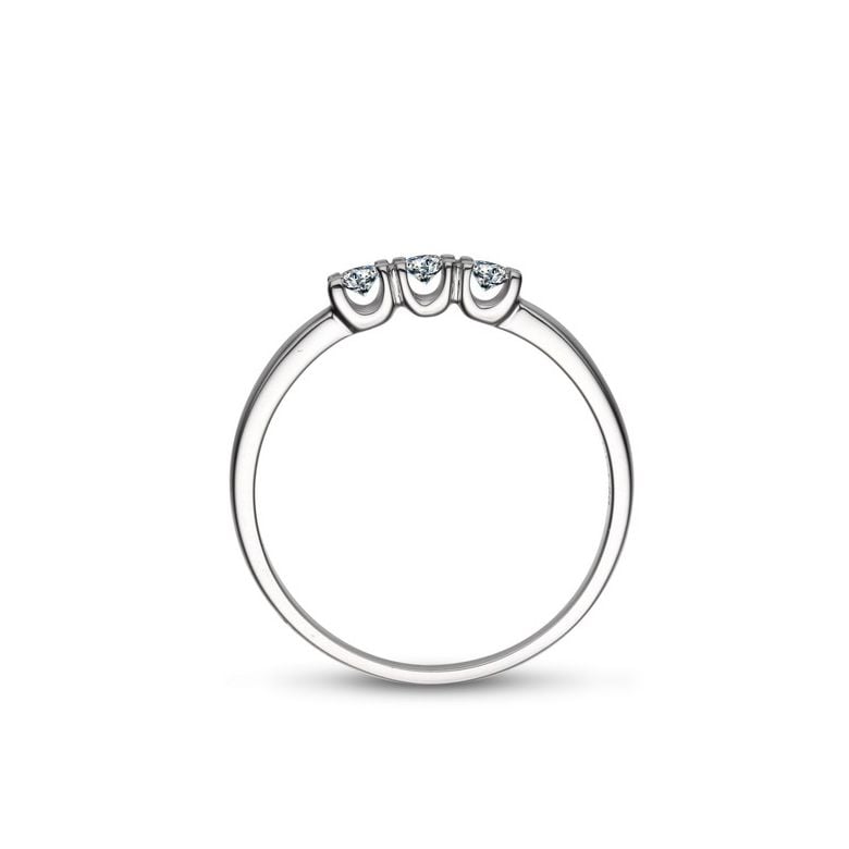 Bague trilogie sertie griffes de 0.12 carat - Platine 750/1000 | Hepburn - 3