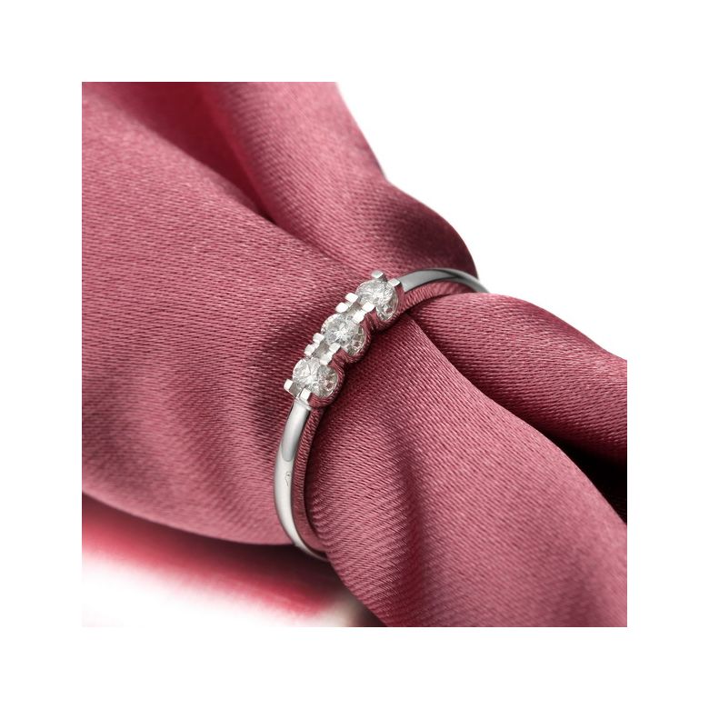 Bague trilogie sertie griffes de 0.12 carat - Or blanc 750/1000 - 4