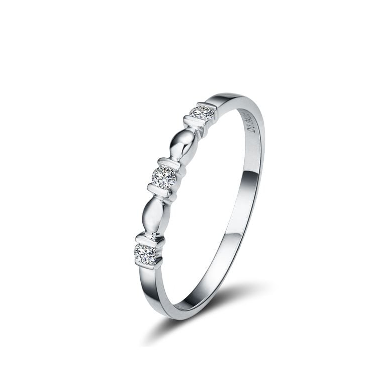 Bague Boann originale or blanc - Ondulations entrecoupées - 1