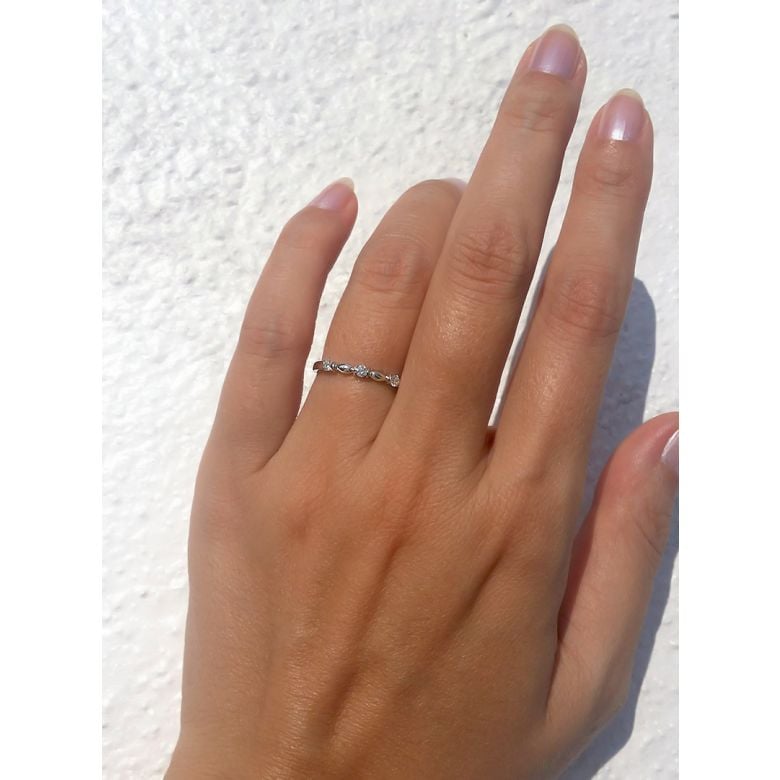 Bague Boann originale or blanc - Ondulations entrecoupées - 3