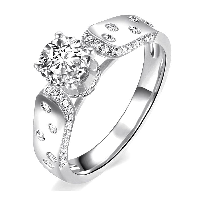 Bague Fiançaille Solitaire Or blanc. Diamants 0.80ct - 1