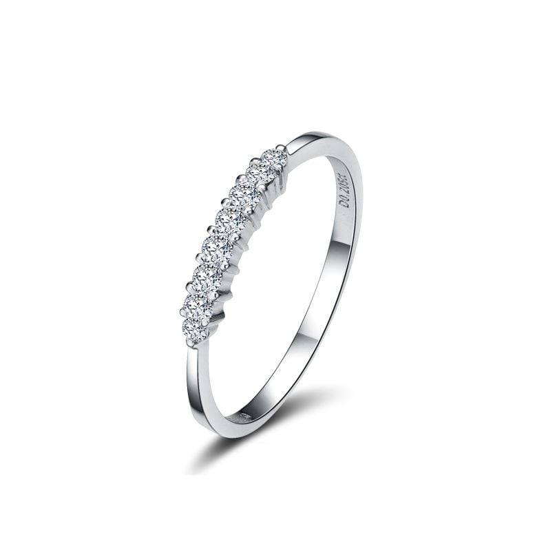 Bague fiançaille - Bague en or blanc 18 carats - Diamants 0.20ct - 1