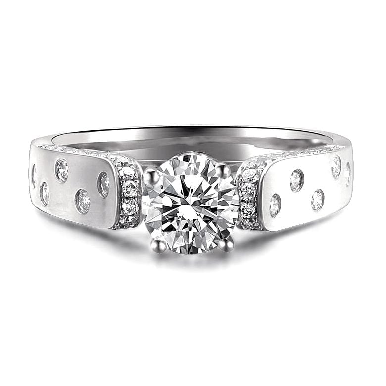 Bague Fiançaille Solitaire Or blanc. Diamants 0.80ct - 6