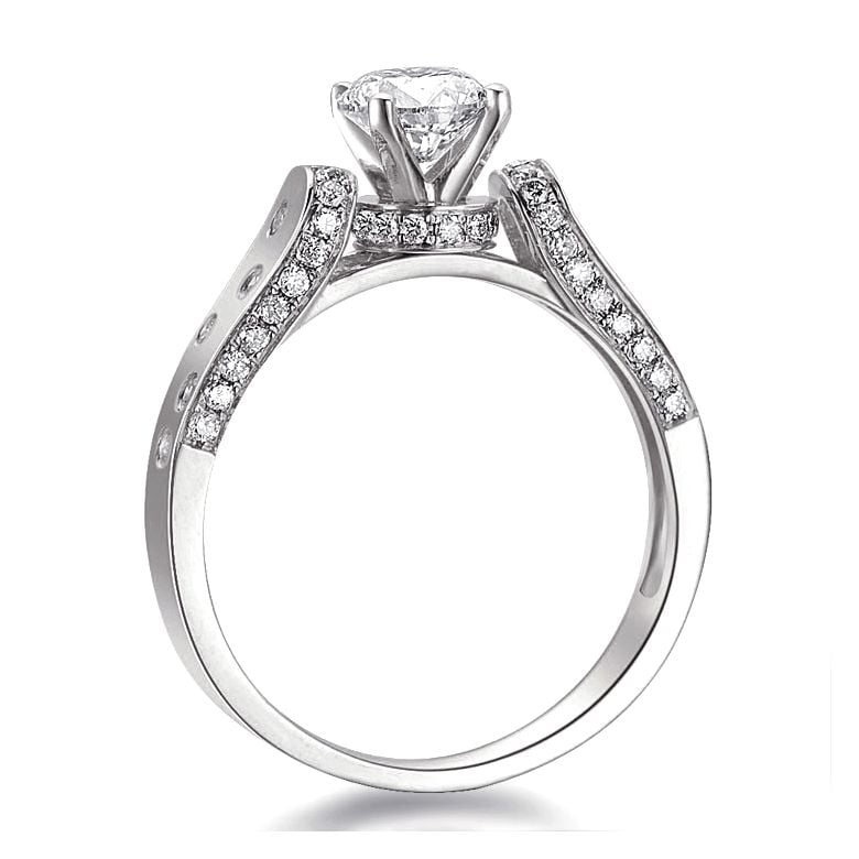 Bague Fiançaille Solitaire Or blanc. Diamants 0.80ct - 7
