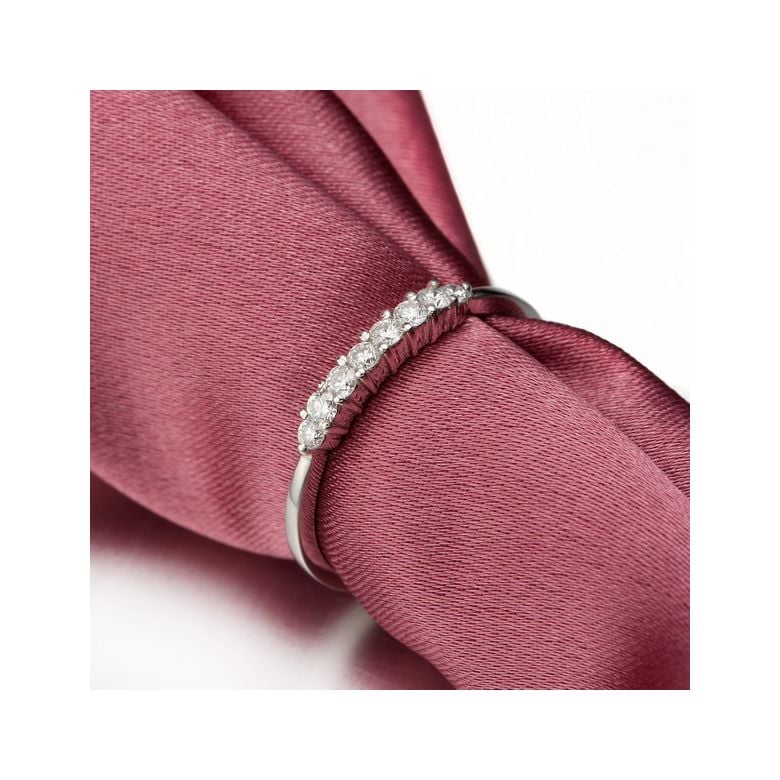 Bague fiançaille - Bague en or blanc 18 carats - Diamants 0.20ct - 5