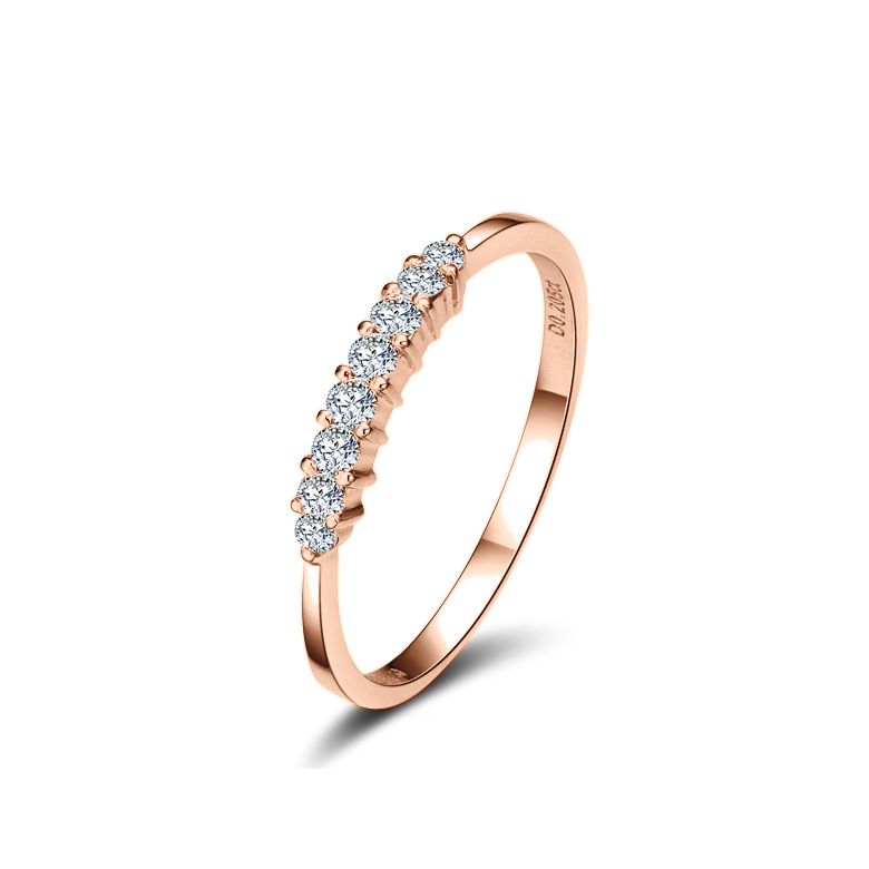 Bague fiançaille - Bague en or rose 18 carats - Diamants 0.20ct - 1