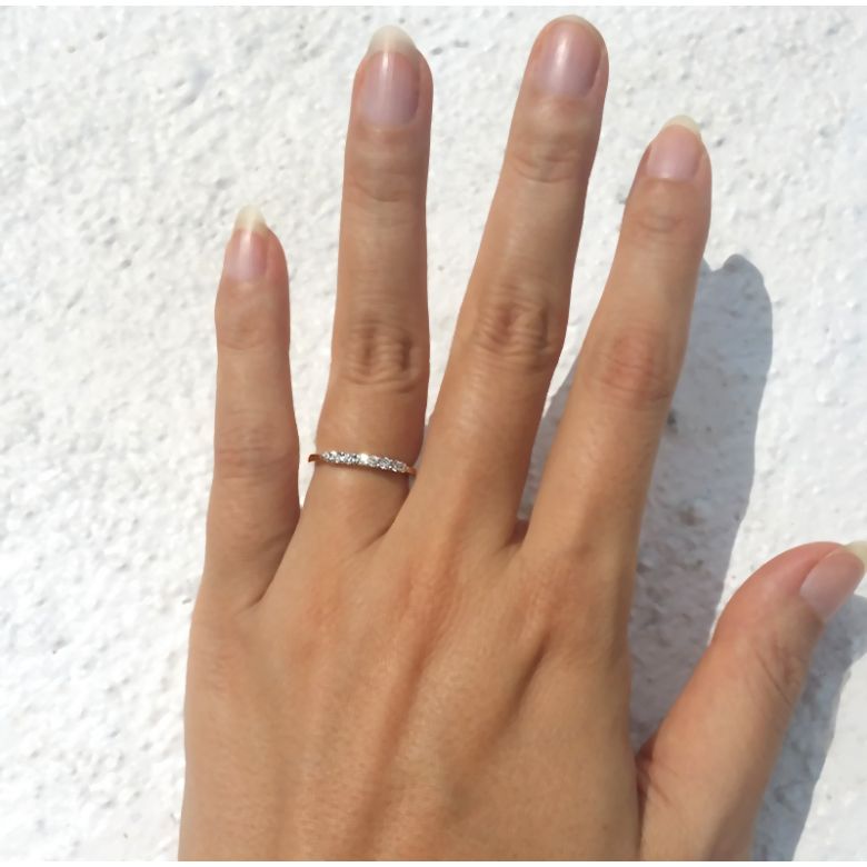 Bague fiançaille - Bague en or rose 18 carats - Diamants 0.20ct - 4