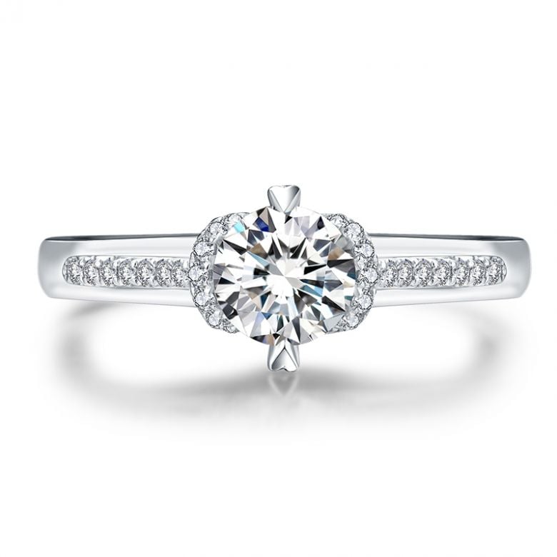Bague Solitaire Amélia - Or Blanc 0.415ct & Diamant Central 0.30ct | Gemperles - 6