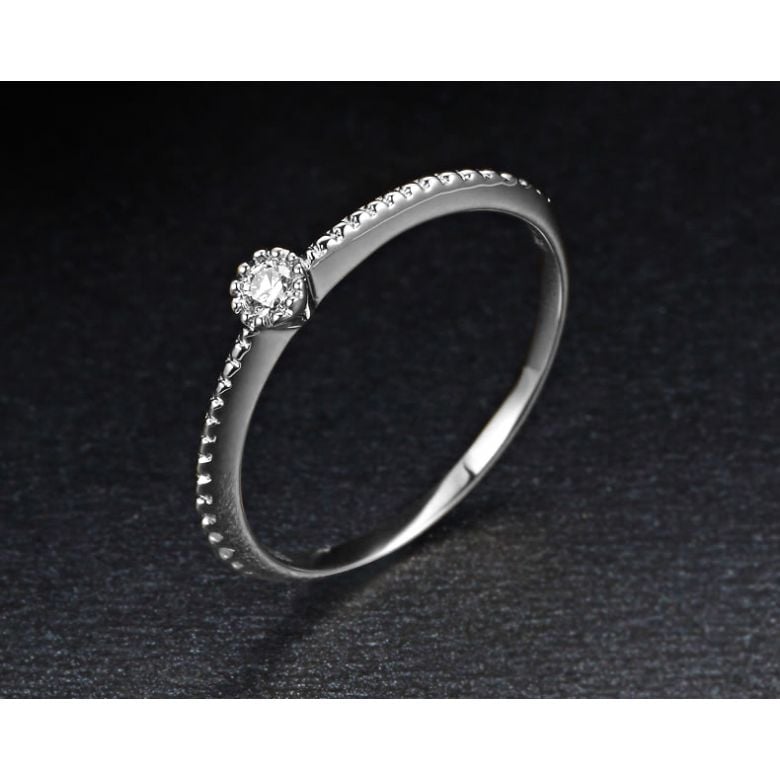 Bague solitaire diamant tressée Or blanc - 4