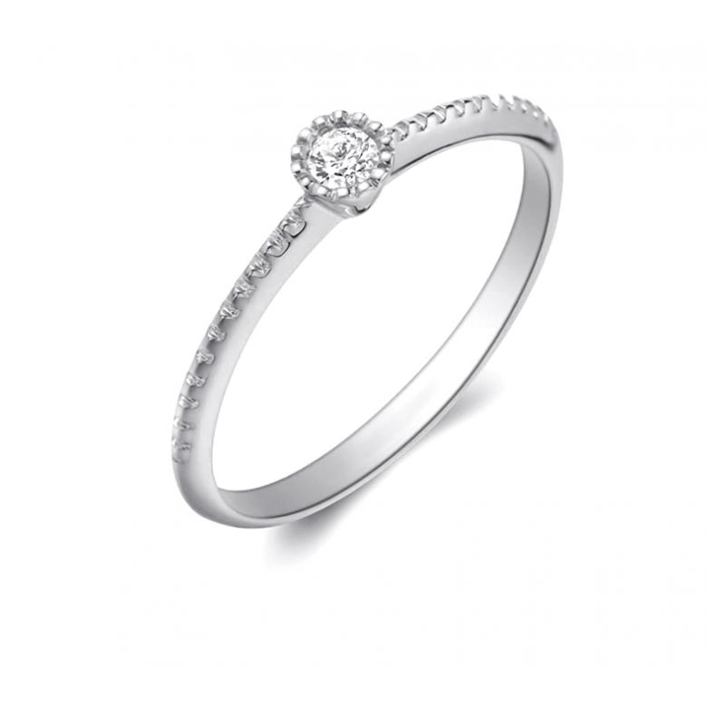 Bague solitaire diamant tressée Platine PT950 - 1