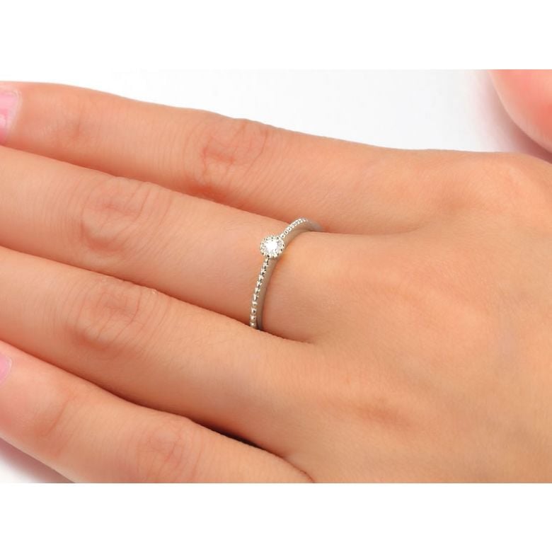 Bague solitaire diamant tressée Or blanc - 3