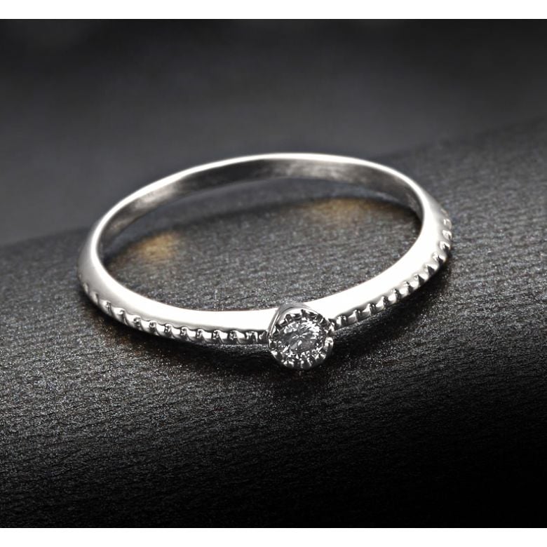 Bague solitaire diamant tressée Or blanc - 5