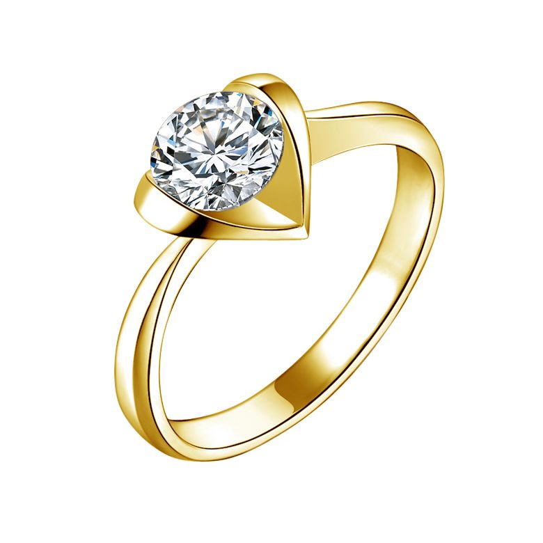 Bague Solitaire Coeur Majestueux - Or Jaune & Diamant | Gemperles - 1