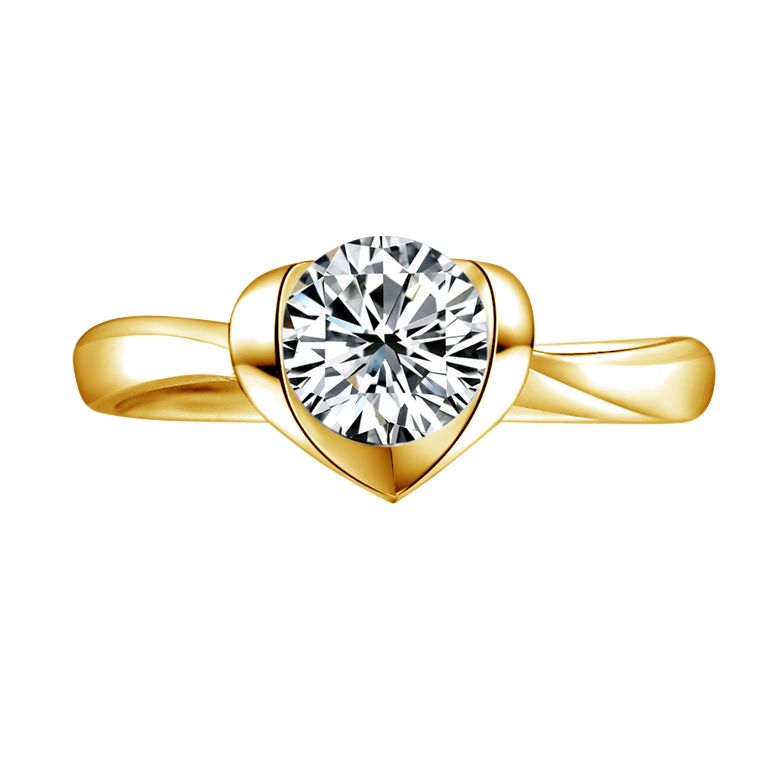 Bague Solitaire Coeur Majestueux - Or Jaune & Diamant | Gemperles - 3