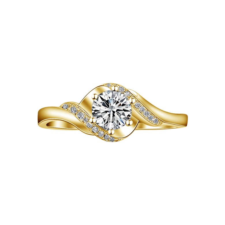 Bague Solitaire Enlacée - Bague Elliptique Or Jaune & Diamants - 2