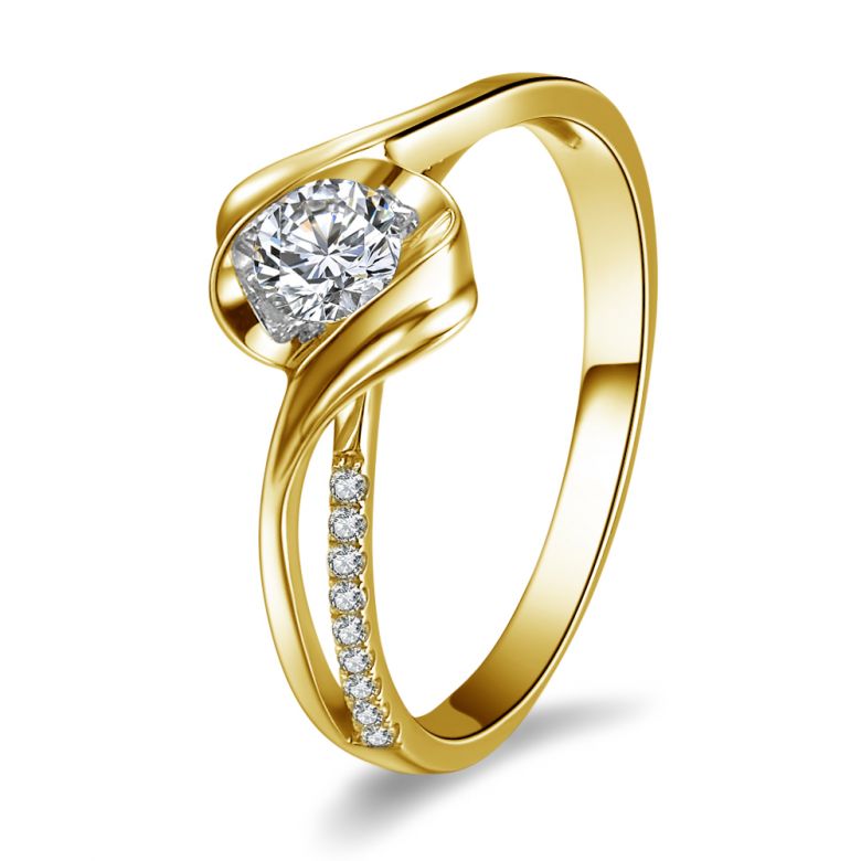 Bague Solitaire Or Jaune Alphonse de Lamartine - Méditations poétiques | Gemperles - 1