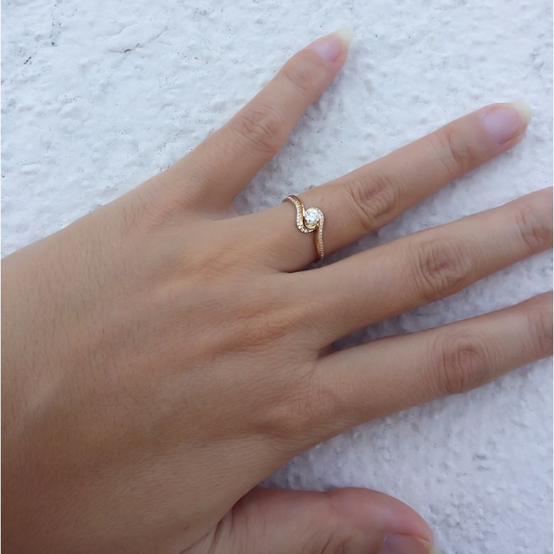 Solitaire A Une Passante -  Diamants & Or Jaune - Baudelaire  | Gemperles - 4