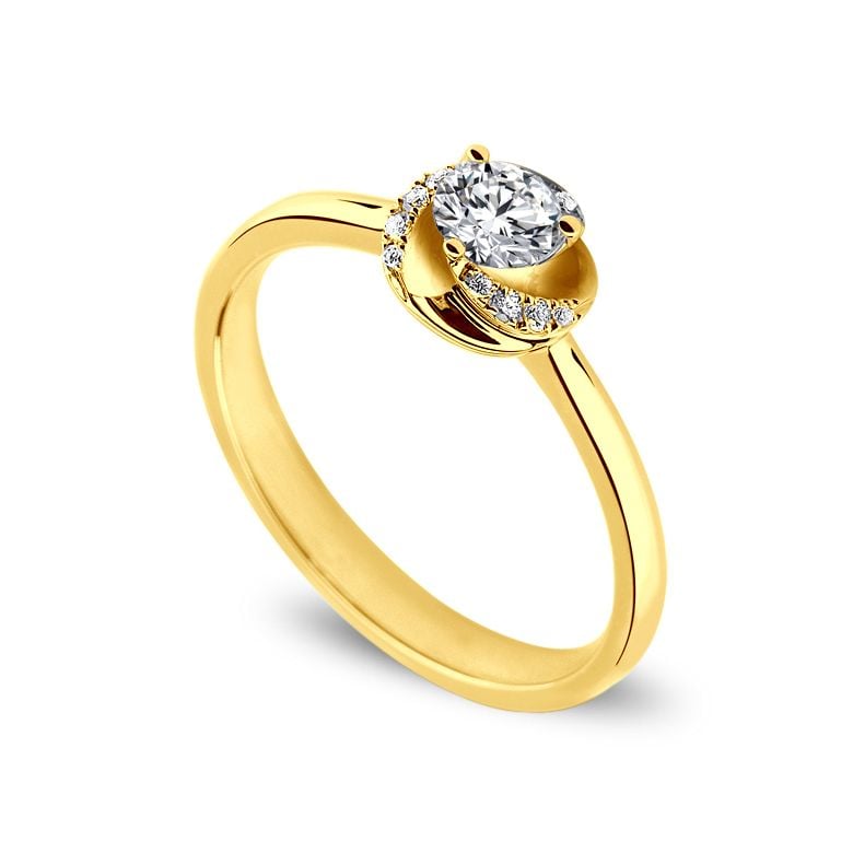 Solitaire Le Tourbillonnant Or Jaune - Diamants Sertis Griffes, Grains | Gemperles - 1