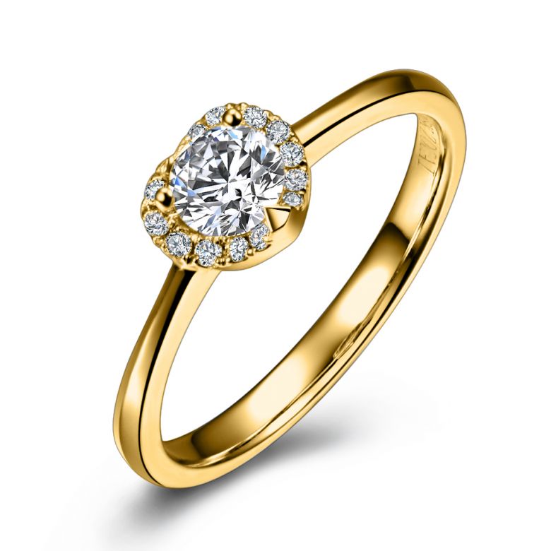 Solitaire Mon Coeur de Diamant - Or Jaune & Diamants Pavés | Gemperles - 1
