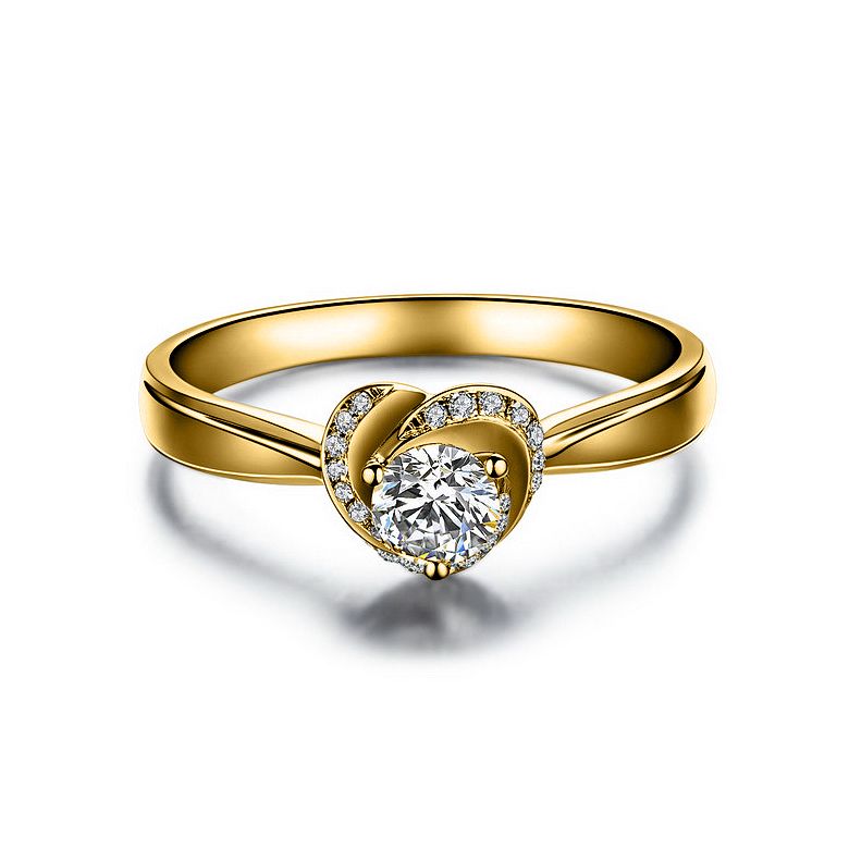 Solitaire Mon Coeur de Rose - Bague Or Jaune & Diamants | Gemperles - 3