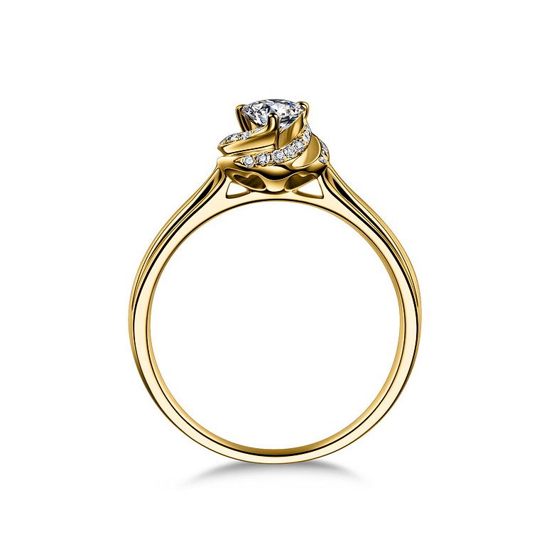 Solitaire Mon Coeur de Rose - Bague Or Jaune & Diamants | Gemperles - 2