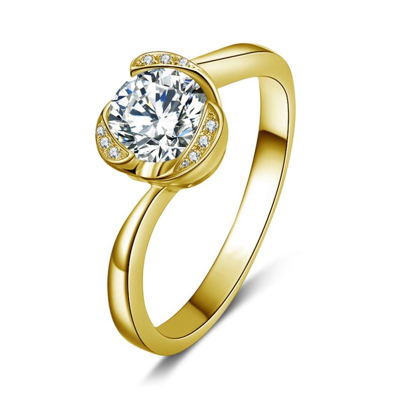 Bague Solitaire Délicatesse Or Jaune 18cts - Forme Coeur - Diamants | Gemperles - 1