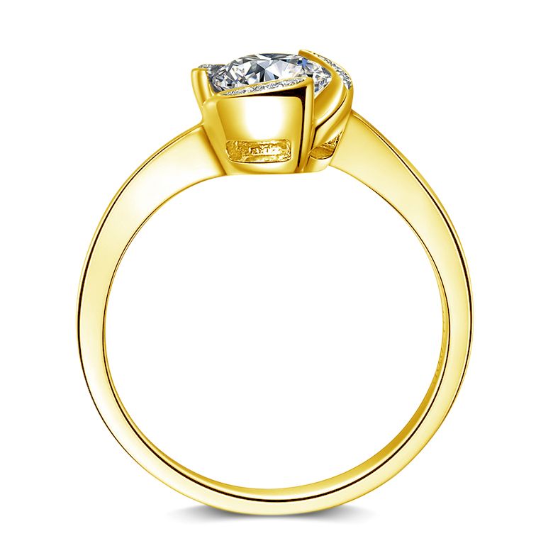 Bague Solitaire Délicatesse Or Jaune 18cts - Forme Coeur - Diamants | Gemperles - 3