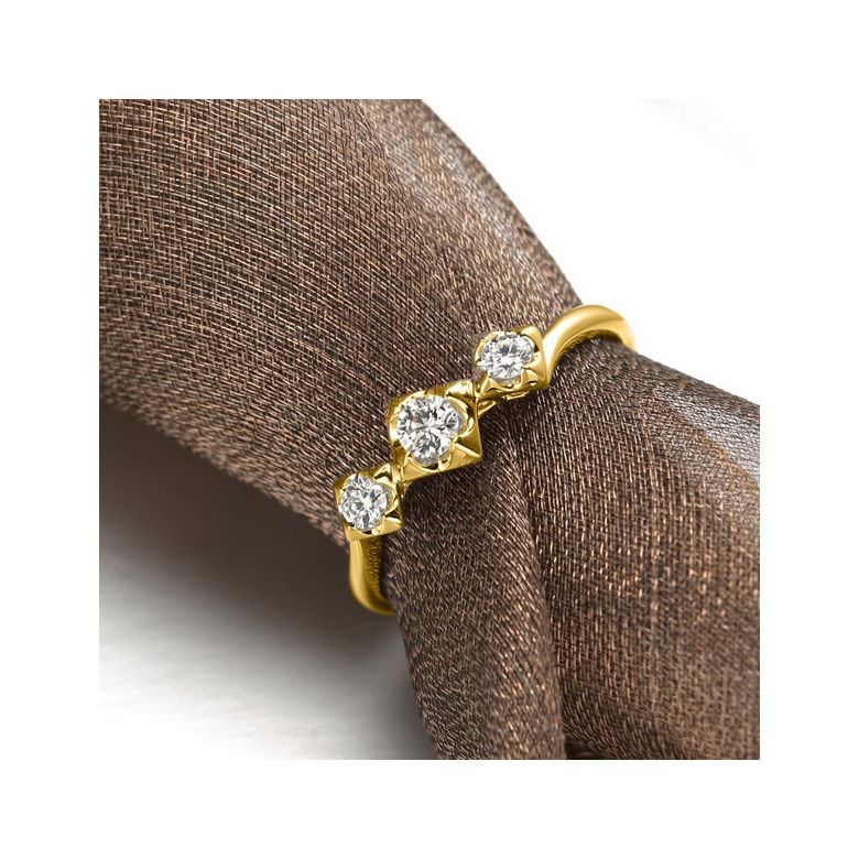 Bague fiançailles trilogie - Diamants 0.20ct - Or jaune 18 carats - 5