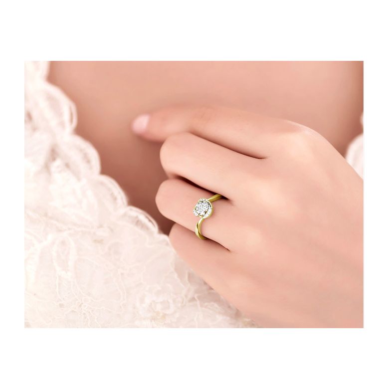 Bague Solitaire Délicatesse Or Jaune 18cts - Forme Coeur - Diamants | Gemperles - 2