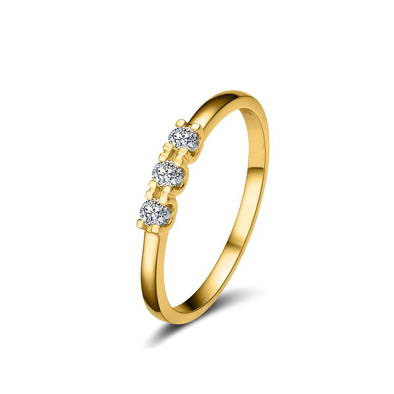 Bague trilogie moderne - Diamants 0.12ct, or jaune 18cts - 1