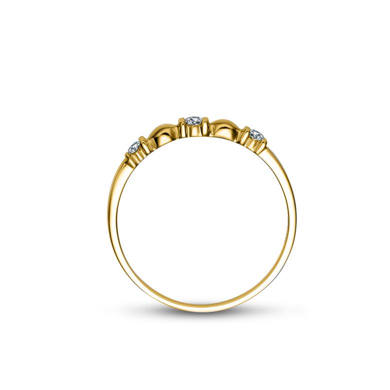 Bague trilogie originale or jaune - Ondulations entrecoupées - 5
