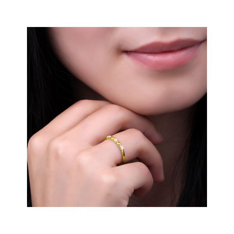 Bague trilogie originale or jaune - Ondulations entrecoupées - 2