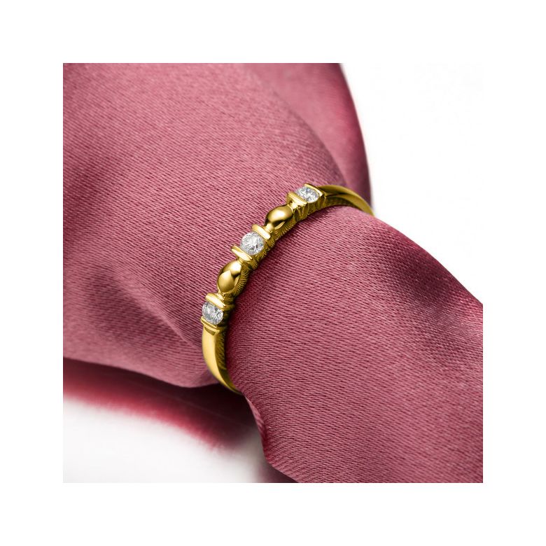 Bague trilogie originale or jaune - Ondulations entrecoupées - 4