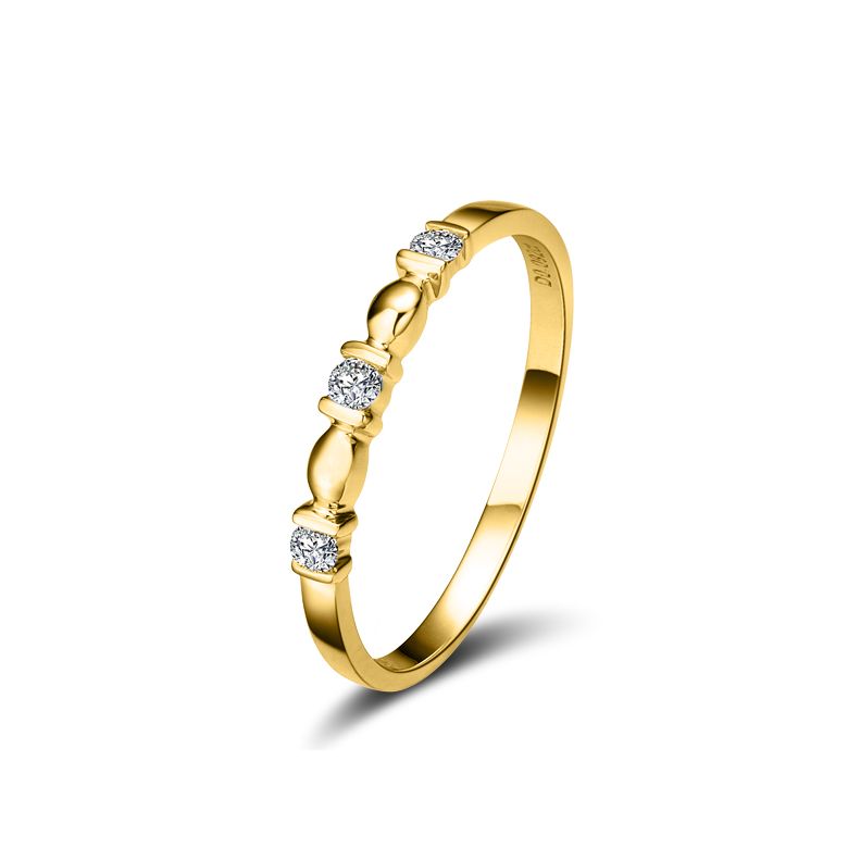 Bague trilogie originale or jaune - Ondulations entrecoupées - 1
