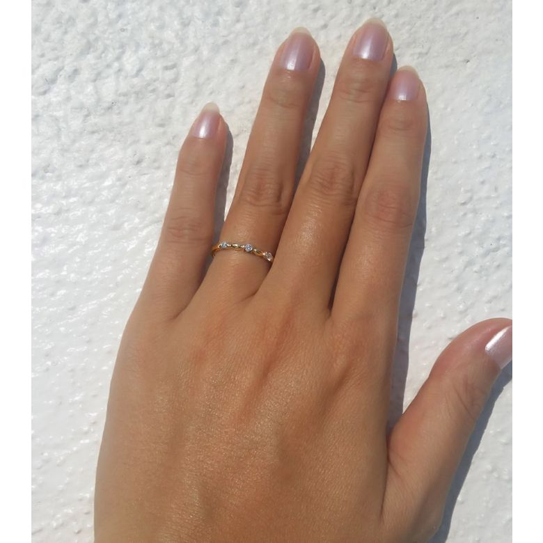 Bague trilogie originale or jaune - Ondulations entrecoupées - 3